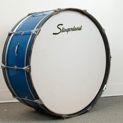 1970s Slingerland 10x26 Sparkling Blue Pearl Scotch Bass Drum image 13