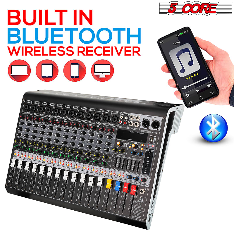 5 Core Audio Mixer 16 Channel DJ Mixing Board Professional Bluetooth USB  Analog Mezclador De Audio w Phantom Power Rackmount Console for Live 