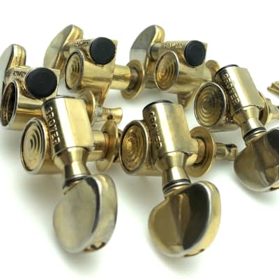 Grover Vintage Rotomatic Bullseye 3x3 Tuners 1960’s-70’s Worn Gold image 2