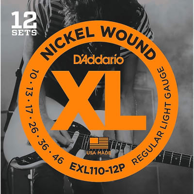 D'Addario EXL110-12P Nickel Wound Light Electric Guitar Strings 12-Pack image 1