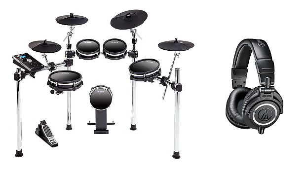 Alesis DM10 MK2 Studio Drum Kit w/ Audio-Technica ATH-M50x Headphones Bundle image 1