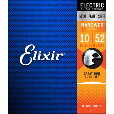 Elixir 12077 Nanoweb Light Top/Heavy Bottom Electric Guitar Strings (10-52) image 3
