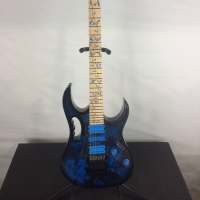 Ibanez JEM77P JEM Series Steve Vai Electric Guitar, Blue Floral w/ Gig Bag