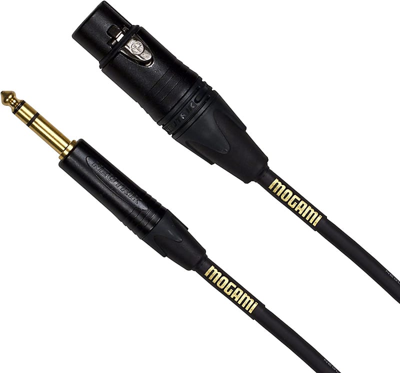 Mogami Gold TRS-XLRF-15 Balanced Audio Adapter Cable, XLR-Female to 1/4" TRS Male Plug, Gold Contacts, Straight Connectors, 15 Foot. image 1