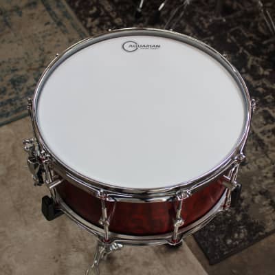651 Drums Red Waterfall Bubinga 6.5x14" Snare image 6
