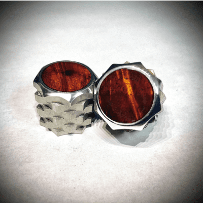 Van Dyke-Harms Ultra-Grip Stainless Speed Guitar Knob with Exotic Wood Inlay, Many Options image 3