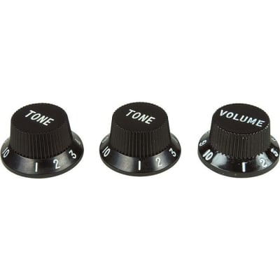 Fender Stratocaster Knobs, Black (Volume, Tone, Tone) (Set of 3) 0991365000 image 2