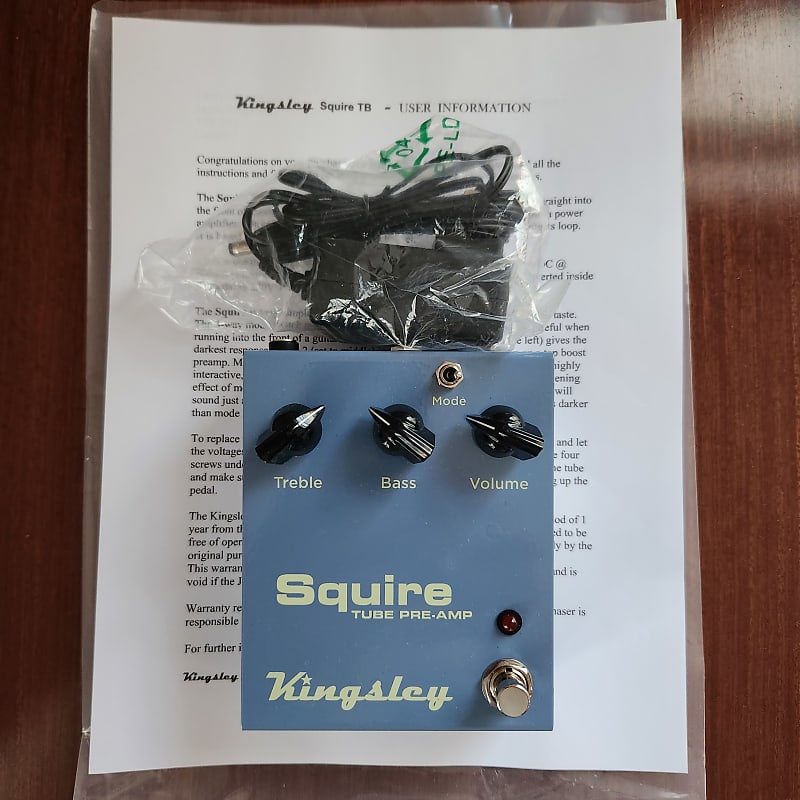 Kingsley Squire TB ("Top Boost") PreAmp Guitar Pedal + Reverb
