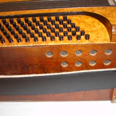 Vintage Antique "USA" Birds-Eye Maple Military Accordion w/ Geib Case image 17