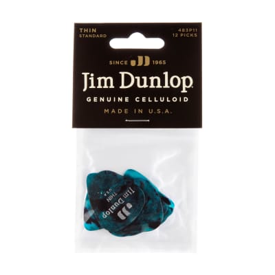 Dunlop - 12 Pack Of Thin Celluloid Guitar Pick Turquoise Pearloid! 483P11TH *Make An Offer!* for sale