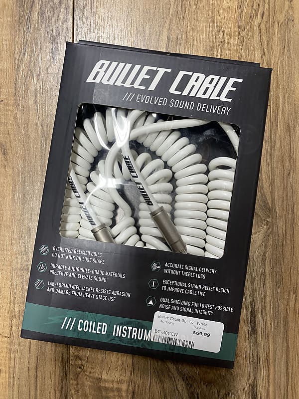Bullet Cable 30′ COIL CABLE White Reverb