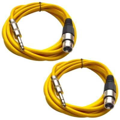 2 Pack of 1/4 Inch to XLR Female Patch Cables 10 Foot Extension Cords Jumper - Yellow and Yellow image 1