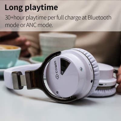 Cowin E7 Active Noise Cancelling Bluetooth Over-Ear Headphones, White image 7