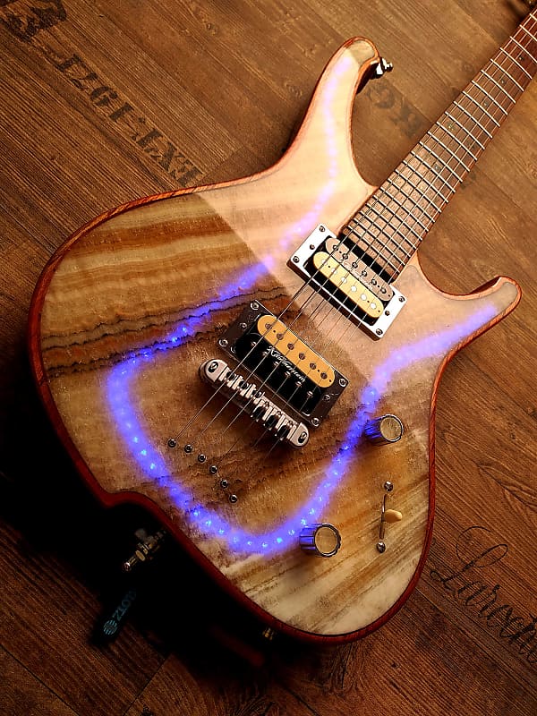 This is insane! Zerberus-Guitars Nemesis model with a top made of 0.2" real Onyx "Boca del Rio" image 1