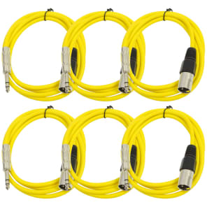 Seismic Audio SATRXL-M6YELLOW6 XLR Male to 1/4" TRS Male Patch Cables - 6' (6-Pack)