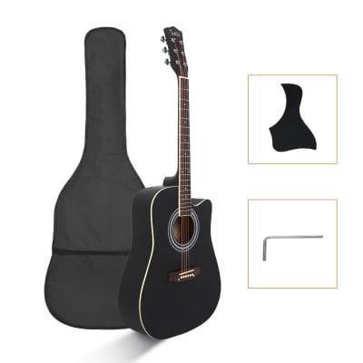Glarry GT502 41 Inch Matte Cutaway Dreadnought Spruce Front Acoustic Guitar - Black image 1