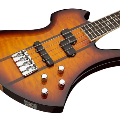 B.C.RICH Heritage Classic Mockingbird Bass, 4-String - Quilted Maple Top, Tobacco Burst image 3