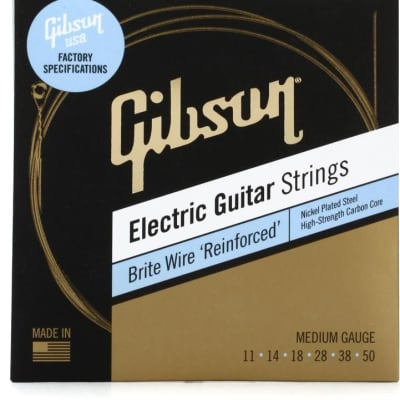 Gibson Accessories Brite Wire 'Reinforced' Electric Guitar Strings -.010 - .046 Light 0.010-0.046 Light Gauge Electric Guitar Strings, Nickel Wound for sale