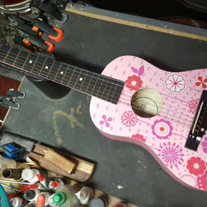 First Act Acoustic Guitar 1 2 Size Kids Model FG3038 Pink Flowers