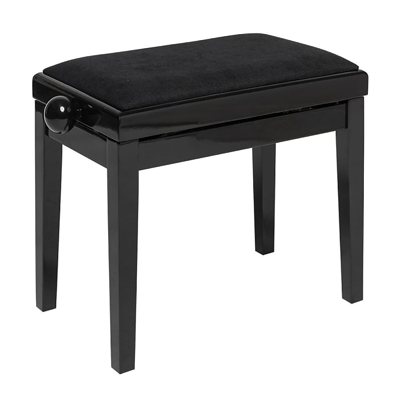 Stagg Highgloss Black Adjustable Piano Bench with Black Velvet Top - PB06 BKP VB image 1