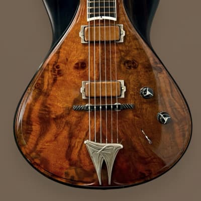 Jesselli Guitars Modernaire Circa 1989-1990 Natural Walnut & Ebony. Owned by Alan Rogan touring tech for Keith Richards. (Authorized Jesselli Dealer) image 5