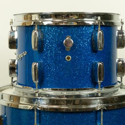 1960s Rogers Swingtime Blue Sparkle Pearl Drum Set image 16