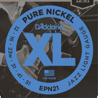 D’Addario EPN21 Pure Nickel Electric Guitar Strings Jazz Light 12-51 image 2