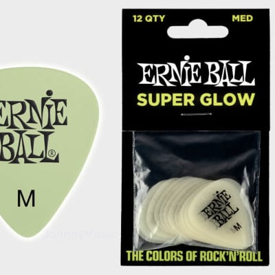 Super Glow Cellulose Picks Medium 12-Pack - world-standard .72mm celluloid med-pick specifications image 1