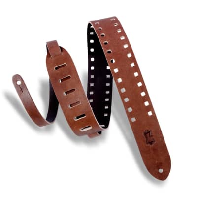 Levy's Classics Series Brown Square Punch Out Premier Guitar Strap for sale