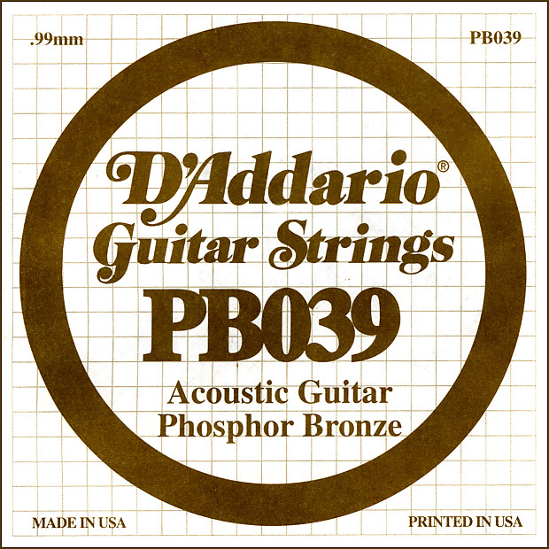 D'Addario PB030 Phosphor Bronze Wound Acoustic Guitar Single String .039 image 1