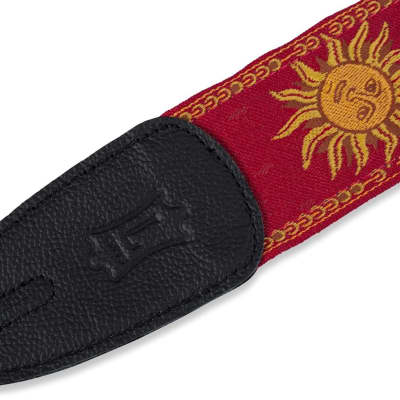 Levy's Leathers MPJG-SUN-RED 2 Jacquard Weave Guitar Strap with Sun Pattern Red image 3