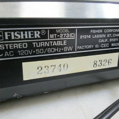 Fisher MT-273 Stereo Turntable Record Player Studio Standard D.D. Semi Automatic image 5