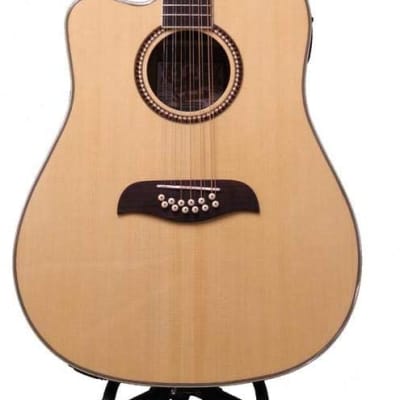 Oscar Schmidt LEFT HAND 12-String Acoustic/Electric Guitar, Natural,  OD312CELH