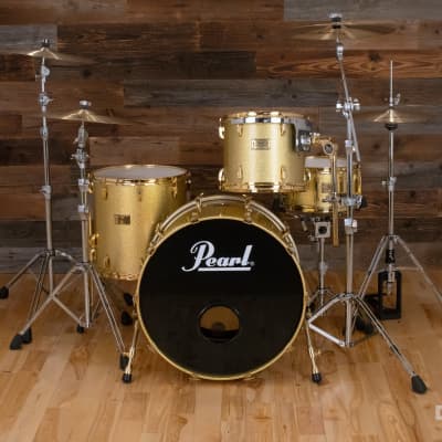 PEARL CLASSIC MAPLE 4 PIECE DRUM KIT CUSTOM MADE FOR STEVE WHITE, GOLD SPARKLE, GOLD FITTINGS image 8