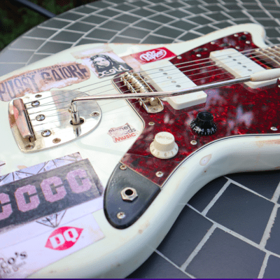 Squier Jazzmaster with beautiful relic and Thurston Moore vibe custom 1 off decals image 6