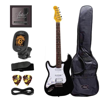 Artist AS1 Left Handed Black Electric Guitar w/Humbucker & Accessories image 1