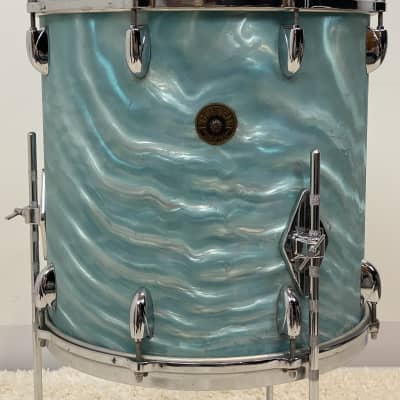 Gretsch 20/12/14/5.5x14" Progressive Jazz Round Badge Drum Set -  60's Aqua Satin Flame image 20