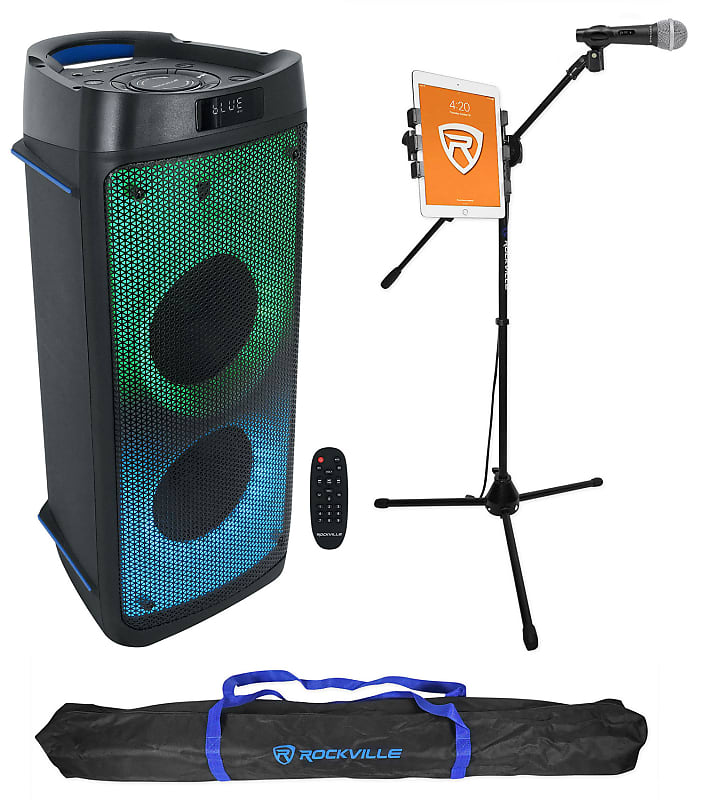 Rockville BASS PARTY 65 Karaoke Machine System Party Speaker+Mic/Tablet  Stand