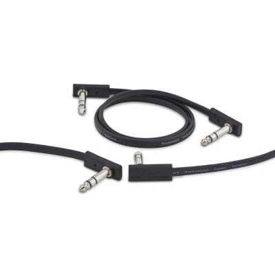 RockBoard Flat 1/4'' TRS Patch Cable, 6 Inch, Black, Right-Angle to Right-Angle image 4