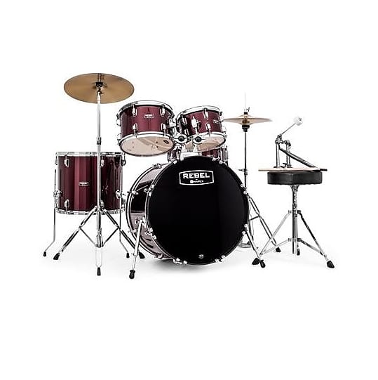 Mapex RB5294T Rebel Complete Drum Set, 5-Piece, Dark Red image 1