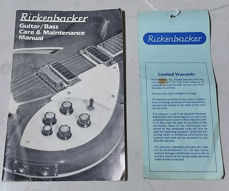 Original 1983 Rickenbacker Guitar & Bass Manual And Warrantee Hang Tag image 1