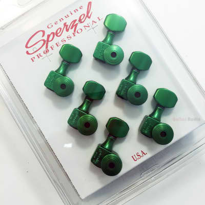 Sperzel 6-In-Line Trimlok Locking Guitar Tuners Staggered Tuning Pegs - GREEN image 4