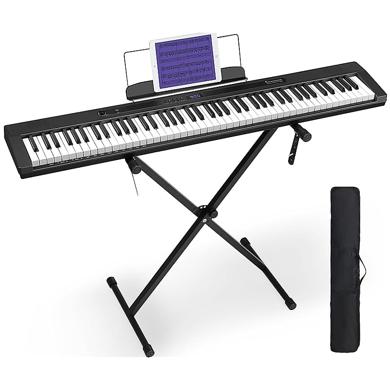 Folding Piano, Portable 88 Key Full Size Foldable Keyboard Piano  Semi-Weighted Bluetooth with Light up Keys, Sustain Pedal and Handbag,  Black, by