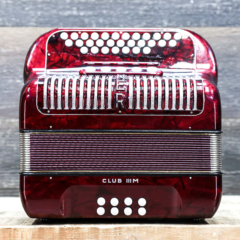 Hohner Club III M 8-Bass 30-Treble Button "C/F" Red Diatonic Accordion w/Case image 1