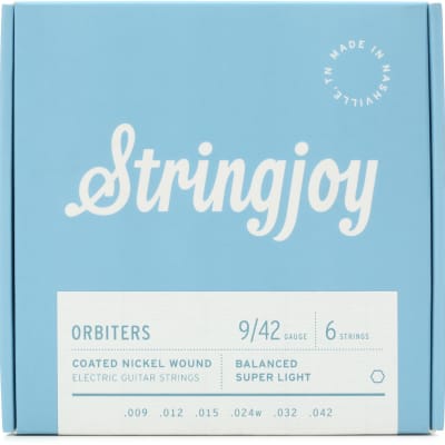Stringjoy Orbiters Balanced Coated Nickel-wound Electric Guitar Strings - Super Light Gauge (.009 - .042) for sale