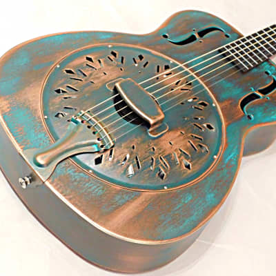 Recording King RM-997-VG Swamp Dog Metal Body Resonator Guitar Style-0  Distressed Vintage Green image 8