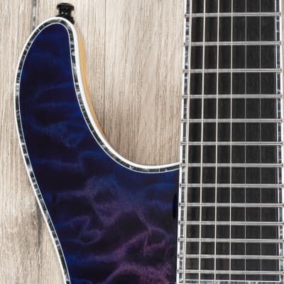 Mayones Regius 7 7-String Guitar, 4A Quilted Maple Top, Transparent Dirty Purple Blue Burst Gloss image 6