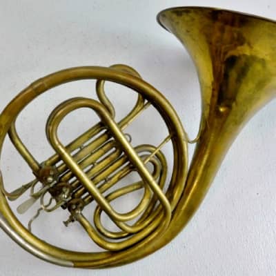 Geo C. Diver Music Co Gold Star Single French Horn, USA,  Lacquered Brass for sale