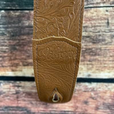 Used Gibson Paisley Tan Leather Guitar Strap image 2