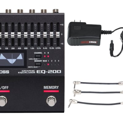 Boss EQ-200 Graphic Equalizer + Gator 9V Power Combo & 3 Patch Cables for sale